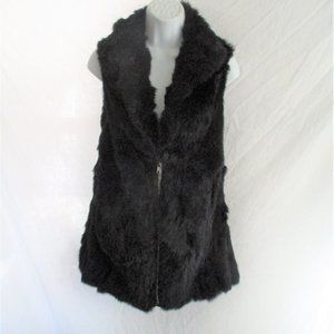 EMILIO PEPE ITALY Genuine RABBIT Fur Full Zip VEST Coat Jacket S BLACK